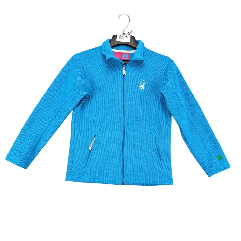 Spyder Blue Textured Full Zip Jacket Women's L Athletic Slim Fit Logo‎ Long Slv